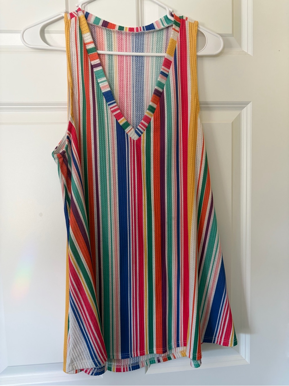 Multicolor Striped Sleeveless V-Neck Tank